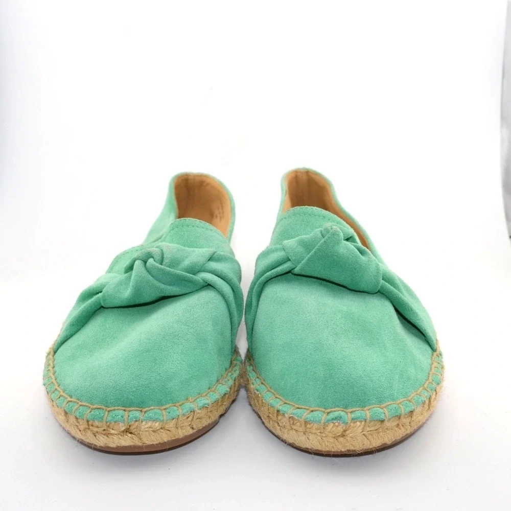 Talbots Espadrille Flats Women 8M Green Excellent Suede‎ Knotted Bow Womens